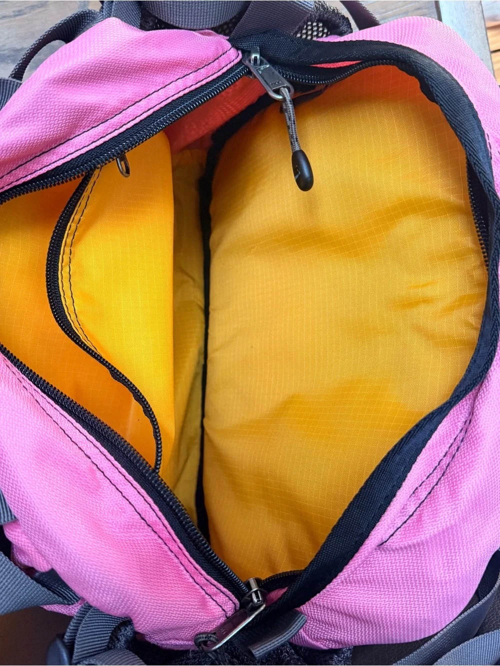 Mountainsmith Tour lumbar pack gray and pink day pack